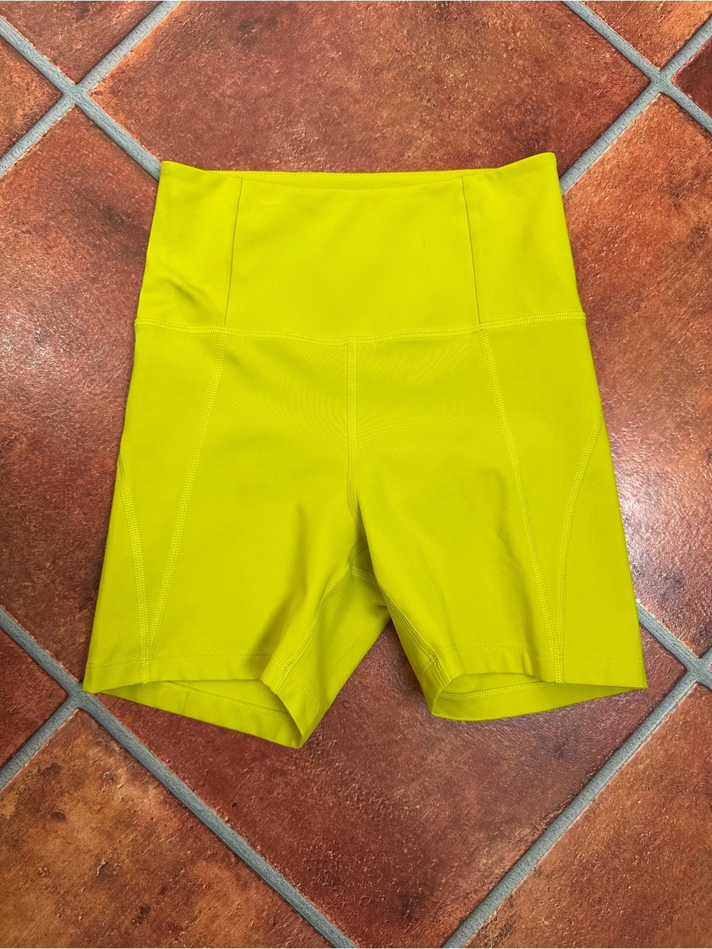 Girlfriend Collective High-Rise Bike Shorts in Vibrant Yellow